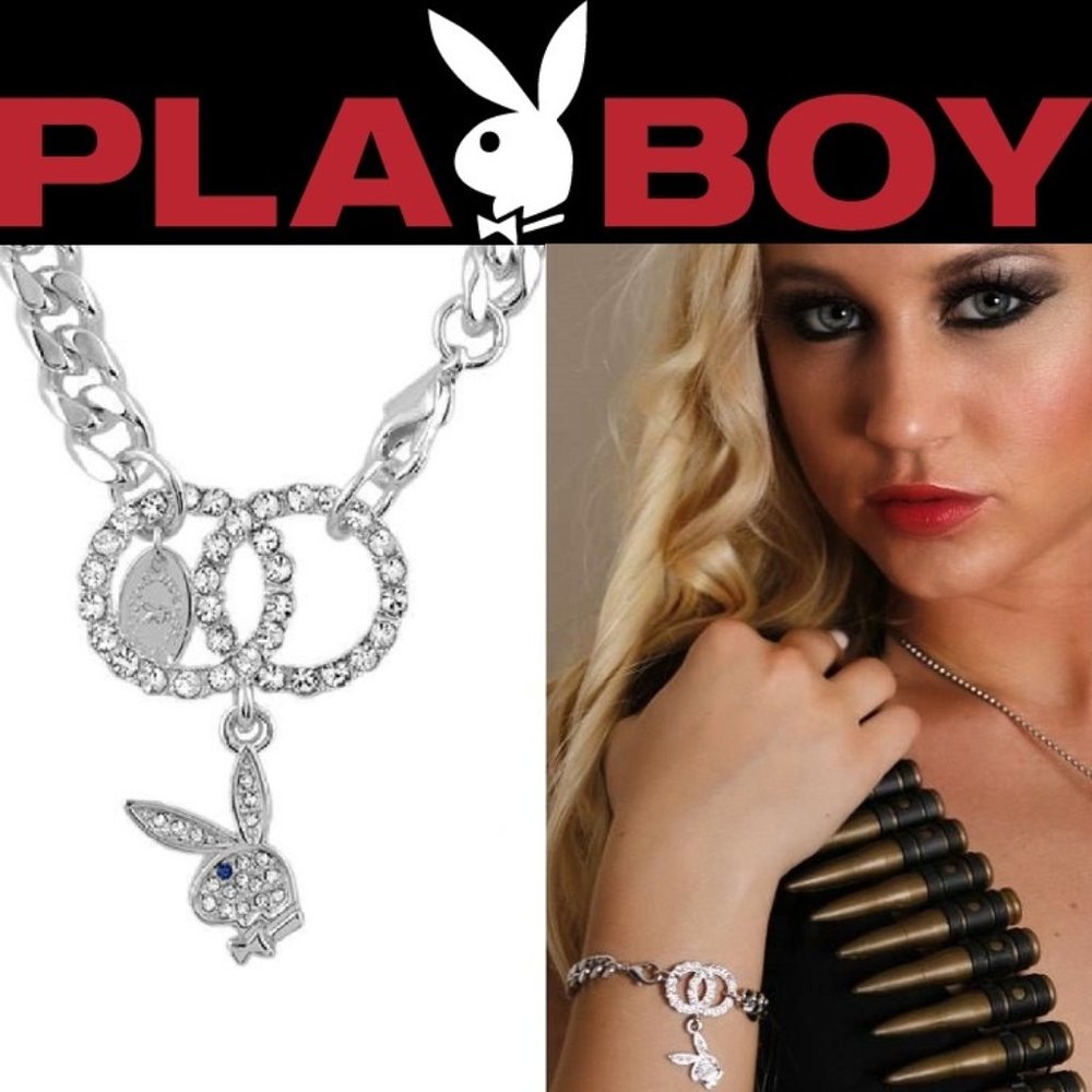Playboy Bracelet Bunny Charm Swarovski Crystal Cuban Link Chain y2k NWT RARE NEW